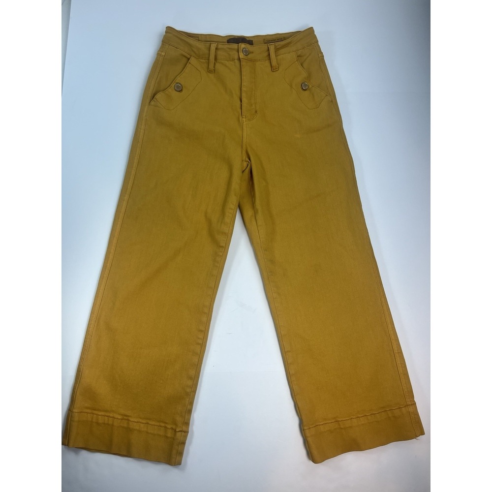 Judy Blue Jeans Womens 7 28x23 Wide Leg Crop High Rise Marigold Stretch Denim